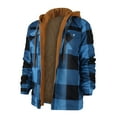thumbnail image 1 of Men's Hooded Quilted Lined Flannel Shirt Jacket, Long Sleeve Plaid Button Up Jackets, 1 of 5