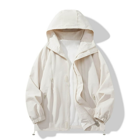 Men's Hooded Rain Jacket Waterproof Windbreaker Full Zipper Lightweight Raincoat For Hiking Golf Running