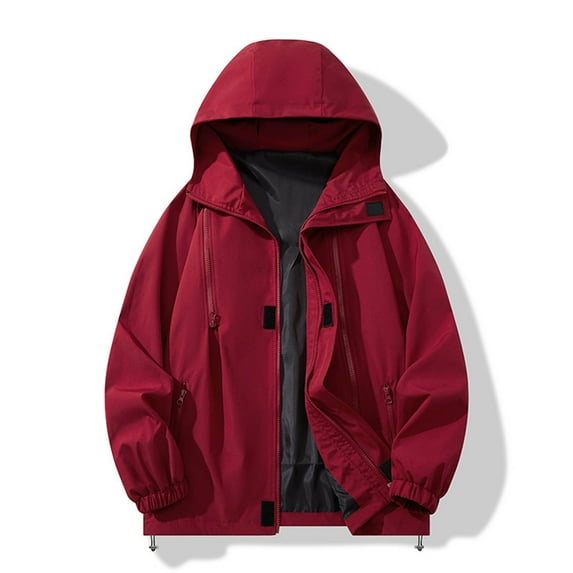 Men's Hooded Rain Jacket Waterproof Windbreaker Full Zipper Lightweight Raincoat For Hiking Golf Running