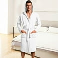 thumbnail image 1 of Men's Hooded Robe Waffle Knit Long Sleeve Lightweight Quick Dry Bathrobe for Women Soft Comfy Loungewear Belted Sleepwear with Pockets, 1 of 7