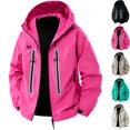 thumbnail image 1 of Men's Hooded Shell Jacket Water Repellent Windbreaker Coat Performance Travel Outerwear with Zipper Pockets for Hiking Camping Golf Fall Winter, Hot Pink, S, 1 of 9