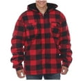 thumbnail image 1 of Men's Hooded Sherpa Lined Jacket Adjustable Hood Long Sleeve Red Bufallo Small, 1 of 2