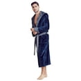 thumbnail image 1 of Men’s Hooded Shower Robe - Polyester Full-Length Warm Kimono, 1 of 6