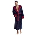 thumbnail image 1 of Men’s Hooded Shower Robe - Polyester Full-Length Warm Kimono, 1 of 6