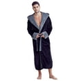 thumbnail image 1 of Men’s Hooded Shower Robe - Polyester Full-Length Warm Kimono, 1 of 6