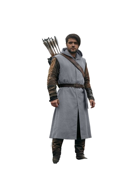 Men's Hooded Sleeveless Surcoat Tunic, Vintage Style Tunic, Fantasy Cosplay Roleplay Vest
