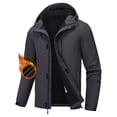 thumbnail image 1 of Men's Hooded Softshell Jacket Water-resistant Insulated Windbreaker Winter Warm Fleece Lined Rain Shell Jacket Darkgray L, 1 of 8
