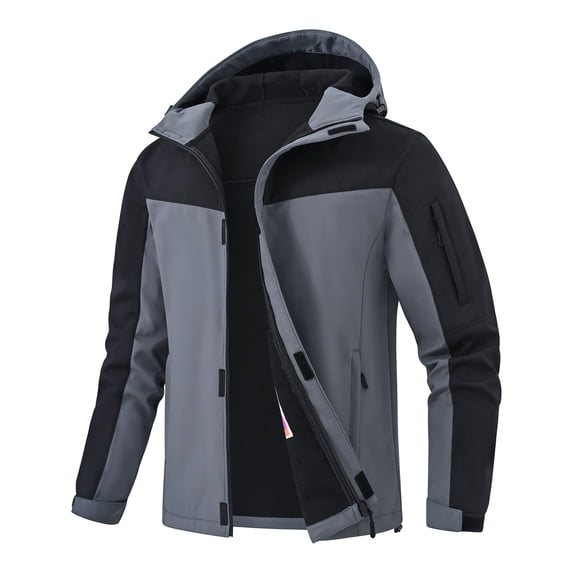 Men's Hooded Softshell Jacket Waterproof Insulated Windbreaker Winter Warm Fleece Lined Rain Shell Jacket