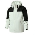 thumbnail image 1 of Men's Hooded Softshell Jacket Waterproof Lightweight Insulated Windbreaker Fleece Lined Rain Shell Jacket Man Solid Color Water Resistance Drawstring Pockets Hooded Outdoor Jacket Coat, 1 of 3
