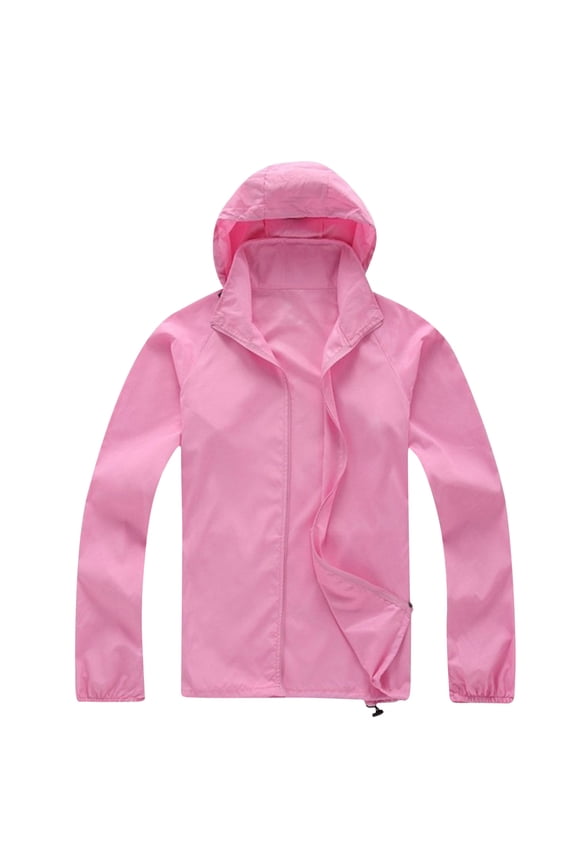 Men's Hooded Sun Protection Waterproof Jacket Lightweight Outdoor Raincoat Breathable Active Wear for Hiking Fishing Travel