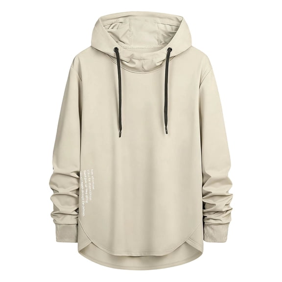 Men's Hooded Sweatshirt Drawstring Printed Asymmetrical Hem Drawstring Hoodie