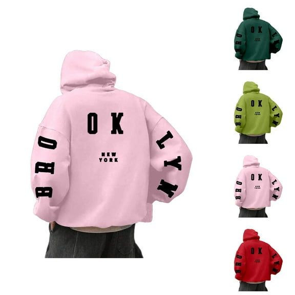 Men's Hooded Sweatshirt Letter Print Casual Pullover Streetwear Fashion Loose Fit Comfortable Blend For Fall Winter Daily Wear Men Cotton Hooded Sweatshirt