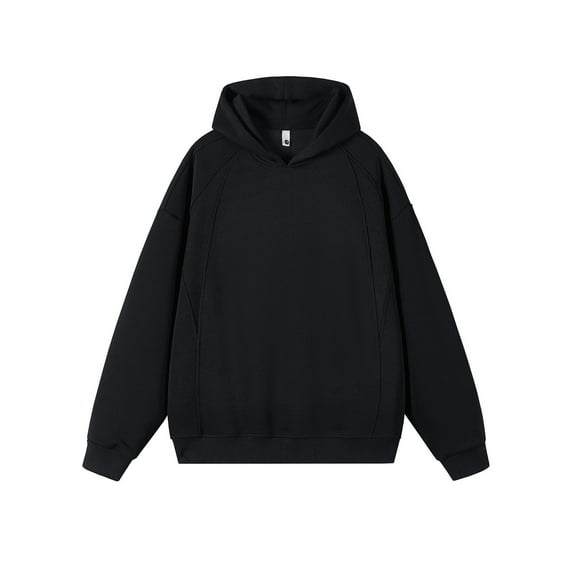 Men's Hooded Sweatshirt Long Sleeve Casual Loose Fall Winter Clothes Solid Basic Pullover Sweatshirt Tops (3XL, Black)
