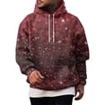 thumbnail image 1 of Men’s Hooded Sweatshirt Long Sleeve Pullover with Adjustable Drawstring and Abstract Glitter Pattern for Casual Wear Deep Red 2XL, 1 of 4