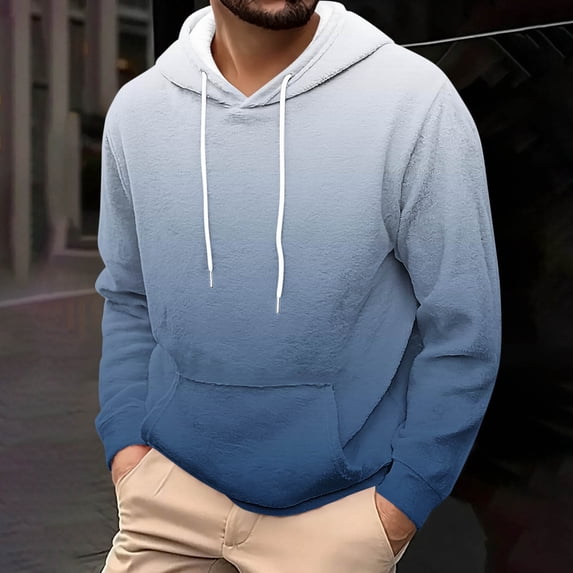 Men's Hooded Sweatshirt with Long Sleeves and Front Pockets, Made from Soft 100% Polyester Fabric, Adjustable Drawstring Hood, Casual Pullover for Daily Outdoor Activities