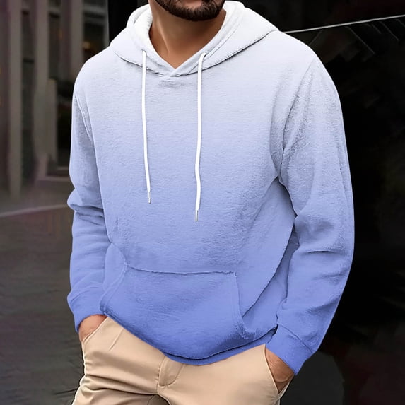 Men's Hooded Sweatshirt with Long Sleeves and Front Pockets, Made from Soft 100% Polyester Fabric, Adjustable Drawstring Hood, Casual Pullover for Daily Outdoor Activities