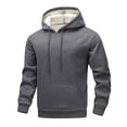 thumbnail image 1 of Men's Hooded Sweatshirt Solid Color Fleece Lined Warm Long Sleeve Drawstring Pullover Sweatshirts With Pockets (XS, Dark Gray), 1 of 2