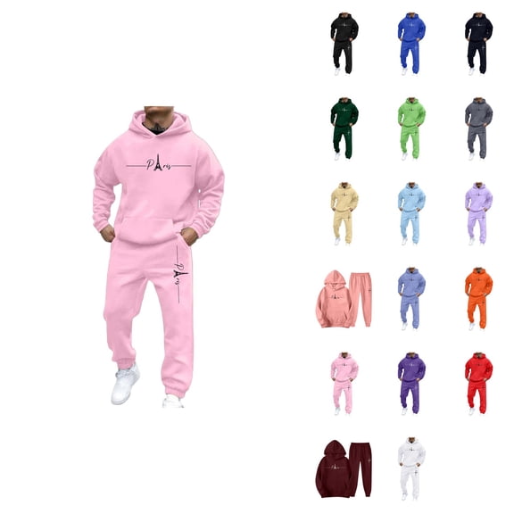 Men's Hooded Sweatshirt and Jogger Set, Casual Pullover Tracksuit with Letter Print, 2-Piece Sweat Suit for Daily Wear, Gym, Running, Street Outfit