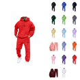 thumbnail image 1 of Men's Hooded Sweatshirt and Jogger Set, Casual Pullover Tracksuit with Letter Print, 2-Piece Sweat Suit for Daily Wear, Gym, Running, Street Outfit, 1 of 4