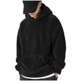 thumbnail image 1 of Men's Hooded Sweatshirt with Pocket Solid Color Fleece Warm Winter Home Out Going Pullover M, 1 of 8