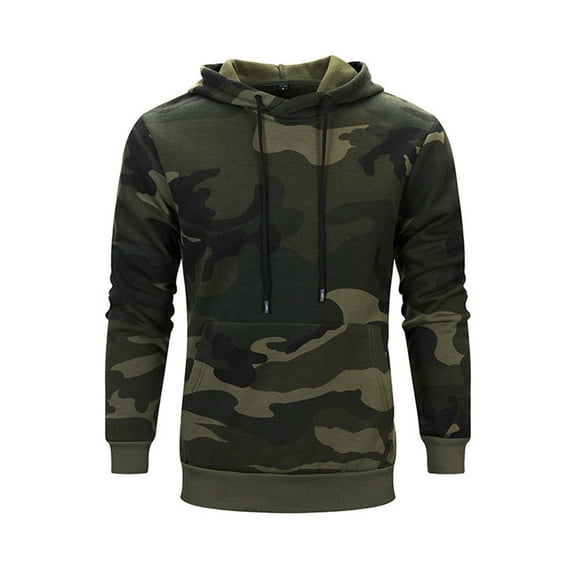 Men's Hooded Sweatshirts Fashion Camouflage Sweatshirt Drawstring Ribbed Closure Mens Hoodies,Size S-2XL