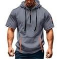 thumbnail image 1 of Men's Hooded T Shirt Short Sleeve Breathable Lightweight Summer Sports Hoodie with Pockets Drawstring Casual Sweatshirt Mens Summer Lightweight Pullover Tee Shirts, 1 of 5