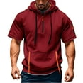 thumbnail image 1 of Men's Hooded T Shirt Short Sleeve Breathable Lightweight Summer Sports Hoodie with Pockets Drawstring Casual Sweatshirt Mens Summer Lightweight Pullover Tee Shirts, 1 of 5