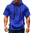 thumbnail image 1 of Men's Hooded T Shirt Short Sleeve Breathable Lightweight Summer Sports Hoodie with Pockets Drawstring Casual Sweatshirt Mens Summer Lightweight Pullover Tee Shirts, 1 of 4