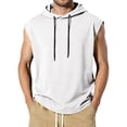 thumbnail image 1 of Men's Hooded Tank Top Sleeveless Drawstring Hooded Tank Tops Gym Bodybuilding Cut Off Workout Muscle Tee Shirt Tee Shirt,White S, 1 of 6