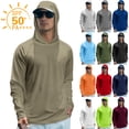 thumbnail image 1 of Men's Hooded UPF 50+ Sun Protection Long Sleeve Shirts Uv Protection Athletic Fishing Swimming Lightweight Hoodie with Hood Quick Dry T-Shirts Rash Guards@100, 1 of 6