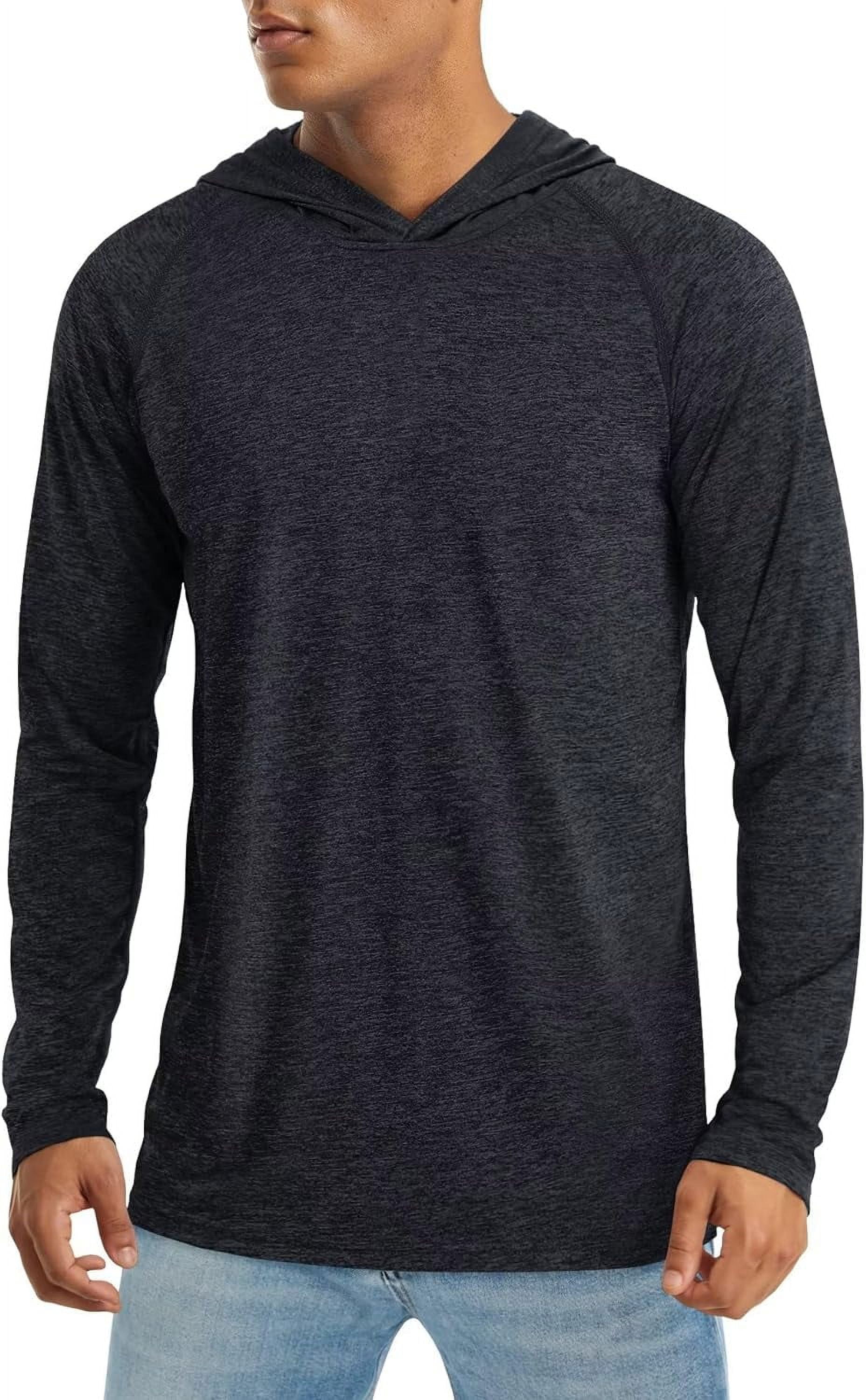 Men's Hooded UPF 50+ Sun Protection Long Sleeve T Shirts Lightweight