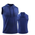 thumbnail image 1 of Men's Hooded Vest Sleeveless Top Athletic Workout Basketball Running Fitness Activewear Lightweight Breathable Comfortable Men's Tops T-Shirt Casual Crew Neck Loose, 1 of 3