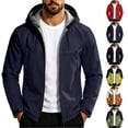 thumbnail image 1 of Men's Hooded Windbreaker Jacket Solid Color Outdoor Windproof And Waterproof Long Sleeved Hooded Jacket Outdoor Hiking Trails, 1 of 7