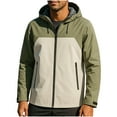 thumbnail image 1 of Men's Hooded Windbreaker Jacket Waterproof Windproof Full Zip Rain Coat Colorblock Fashion Outdoors Hiking Raincoat (XL, Beige), 1 of 5