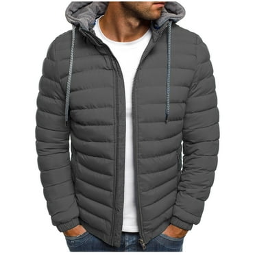 Men's Hooded Winter Coat Warm Puffer Color Block Hooded Jacket Thicken Parka Coat Outdoor Quilted Winter Jacket