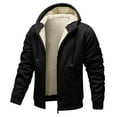 thumbnail image 1 of Men's Hooded Winter Coat with Sherpa Fleece Lining Thick Warm Casual Zip Up Sweatshirt Jackets Hoodies (L, Black), 1 of 3