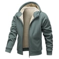 thumbnail image 1 of Men's Hooded Winter Coat with Sherpa Fleece Lining Thick Warm Casual Zip Up Sweatshirt Jackets Hoodies (L, Navy), 1 of 3