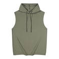 thumbnail image 1 of Men's Hooded Workout Bodybuilding Tank Tops Athletic Training Gym Shirts Vest Cut Off Sleeveless Muscle T-Shirt Army Green XXL, 1 of 6