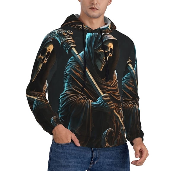 Men's Hoodie 3D Sweatshirt Pullover Hoodies, Grim Reaper With Scyth Skull