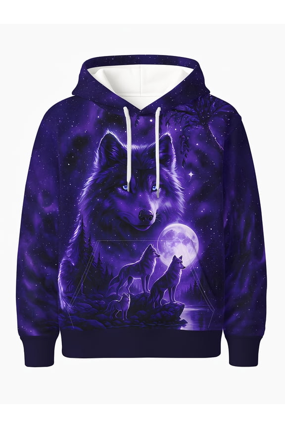 Men's Hoodie, Casual Wear - Perfect Gift for Wolf Enthusiasts and Nature Lovers, Camping Clothing, Men's D Print Hoodie