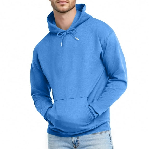 Men’s Hoodie Classic Red Pullover Sweatshirt Soft Fleece Adjustable Drawstring Hood Kangaroo Pocket Fall Winter Men Clothing,Size S-4XL