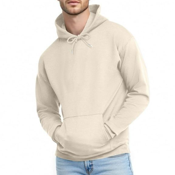 Men’s Hoodie Classic Red Pullover Sweatshirt Soft Fleece Adjustable Drawstring Hood Kangaroo Pocket Fall Winter Men Clothing,Size S-4XL