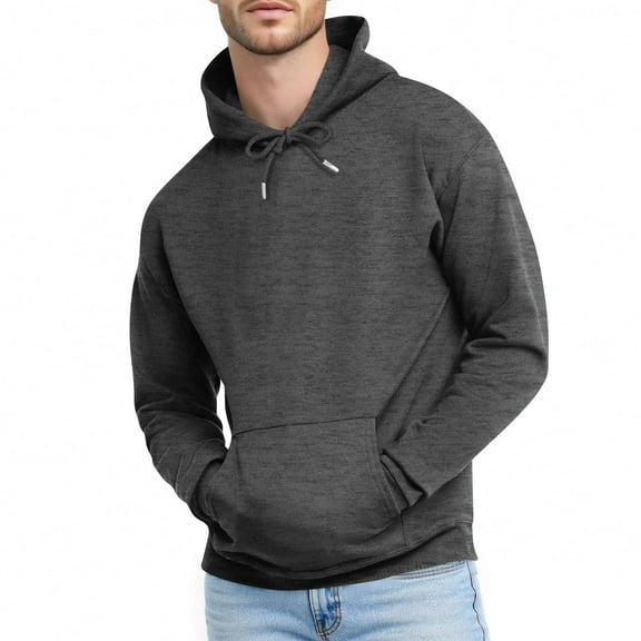 Men’s Hoodie Classic Red Pullover Sweatshirt Soft Fleece Adjustable Drawstring Hood Kangaroo Pocket Fall Winter Men Clothing,Size S-4XL