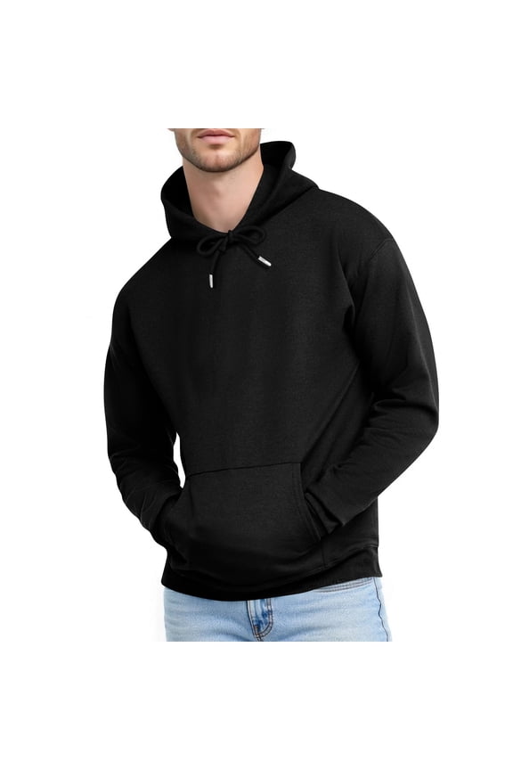 Men’s Hoodie Classic Red Pullover Sweatshirt Soft Fleece Adjustable Drawstring Hood Kangaroo Pocket Fall Winter Men Clothing,Size S-4XL