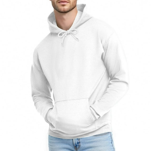Men’s Hoodie Classic Red Pullover Sweatshirt Soft Fleece Adjustable Drawstring Hood Kangaroo Pocket Fall Winter Men Clothing,Size S-4XL