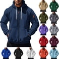thumbnail image 1 of Men's Hoodie Coat Jacket Casual Fashion Solid Color Hooded Long-Sleeve Zip Pocket Outwear Jackets, 1 of 8