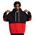 thumbnail image 1 of Men's Hoodie Drawstring Hooded Long Sleeve Color Block with Kangaroo Pocket Soft Touch Pullover Basic Top for Fall Winter Everyday Wear and Weekend Outings Black 3XL, 1 of 6