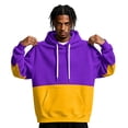 thumbnail image 1 of Men's Hoodie Drawstring Hooded Long Sleeve Color Block with Kangaroo Pocket Soft Touch Pullover Basic Top for Fall Winter Everyday Wear and Weekend Outings Purple M, 1 of 6