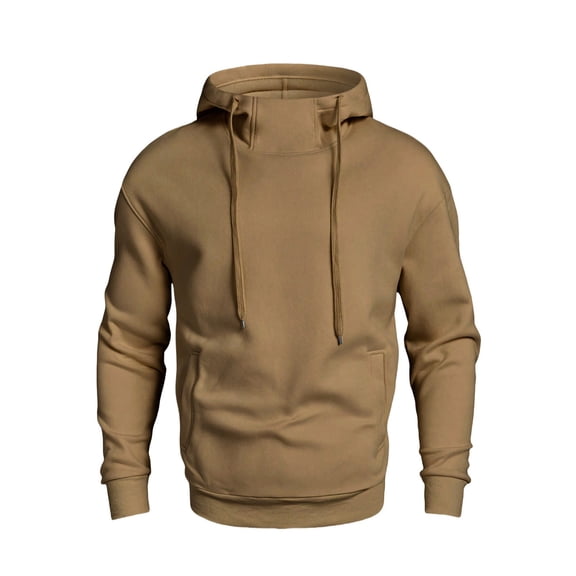 Men's Hoodie Drawstring Pullover Sweatshirt Athletic Fleece Turtle-Neck Long Sleeve Sweatshirts Vintage Top
