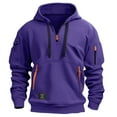 thumbnail image 1 of Men’s Hoodie Half-Zip Pullover With Multiple Zippered Pockets Adjustable Drawstring Hood and Utility Arm Pocket Sweatshirt,Size S-3XL, 1 of 5